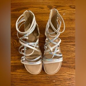Sandals Cat & Jack Girls Metallic Color Silver Size 1 Girls Gladiator Strapy